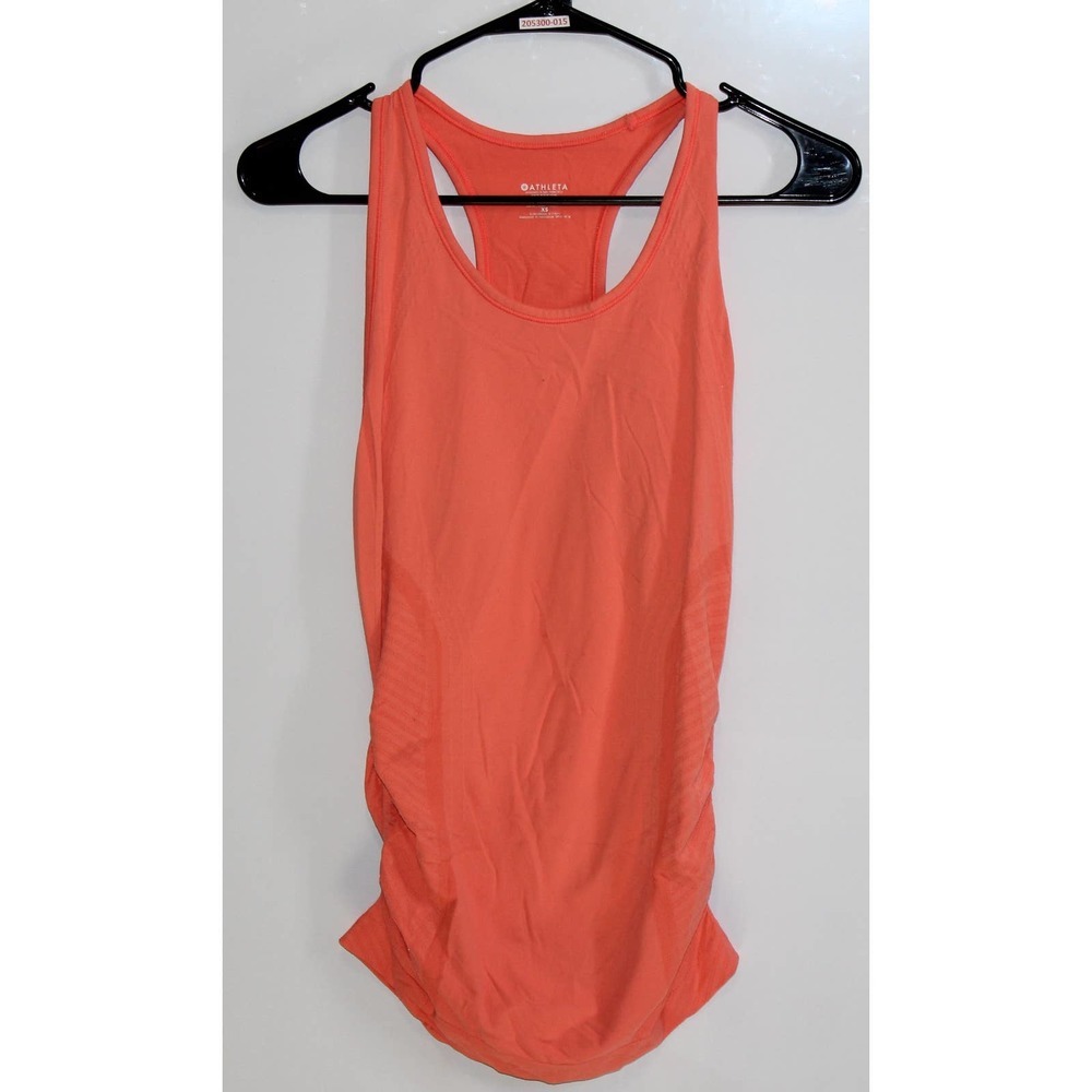 Women's Athleta Orange Speedlight Ruched Side Stretchy Workout Tank Top Size XS